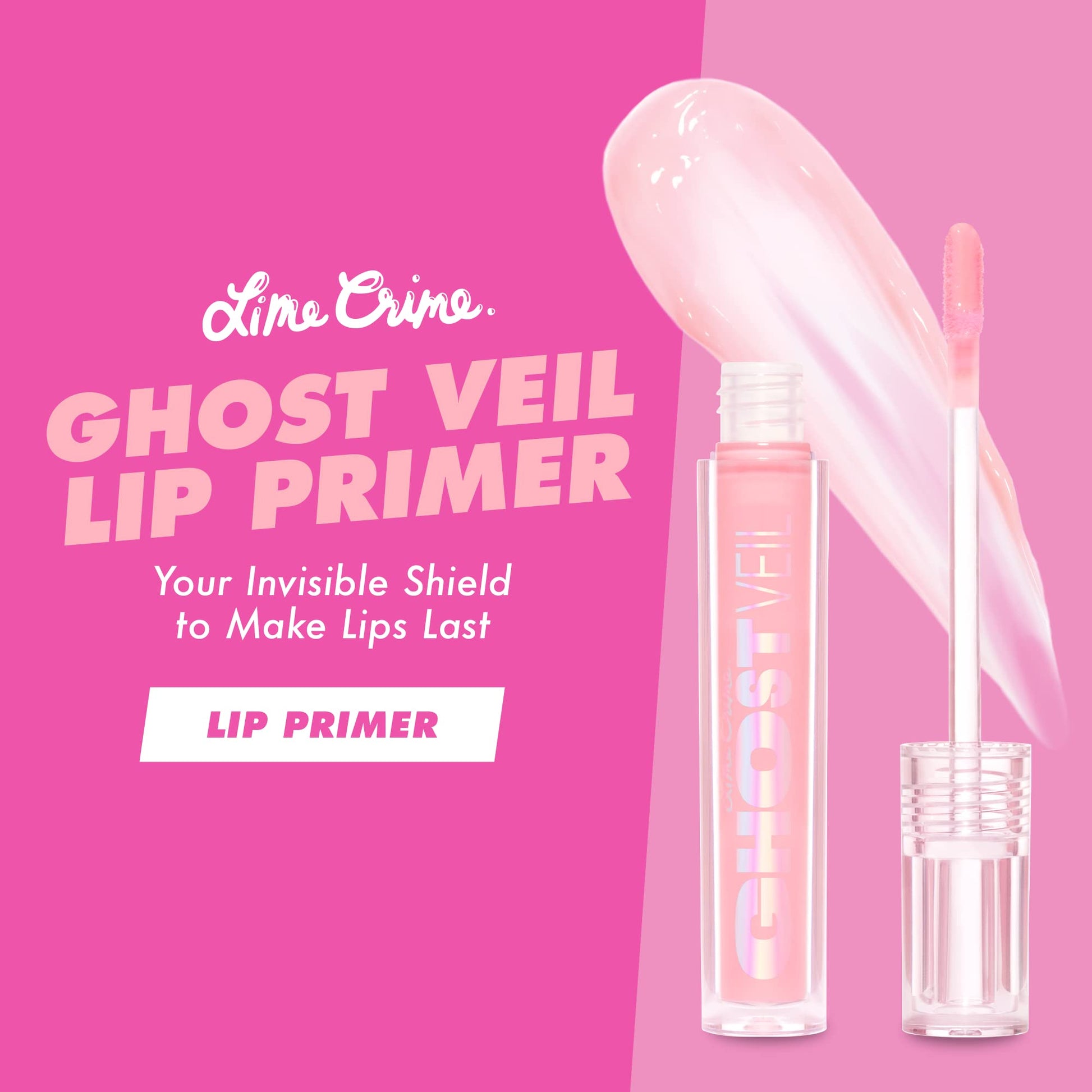 Lime Crime Ghost Veil Lip Primer sheer pink formula application
