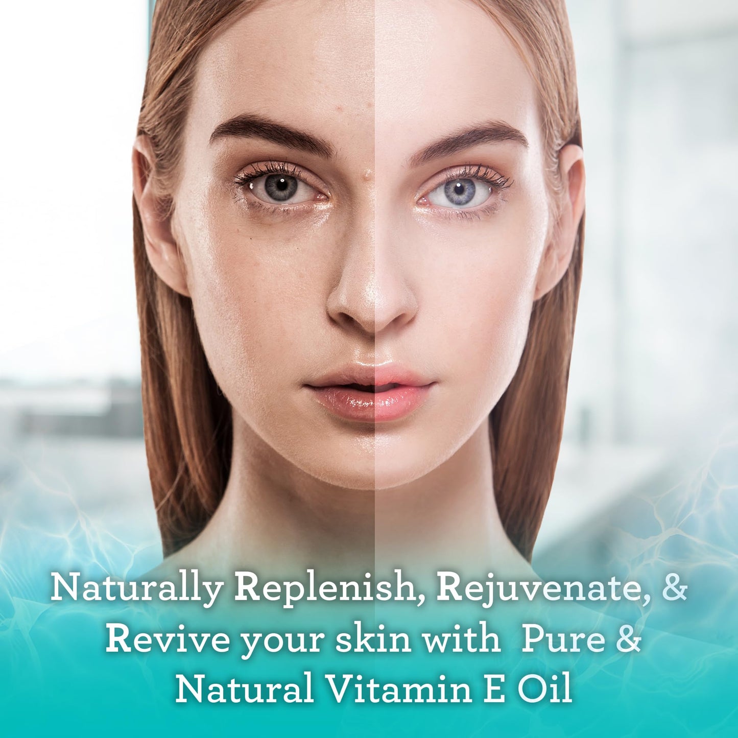 Side profile of GuruNanda Vitamin E skin oil showing clear natural d-alpha tocopherol formulation