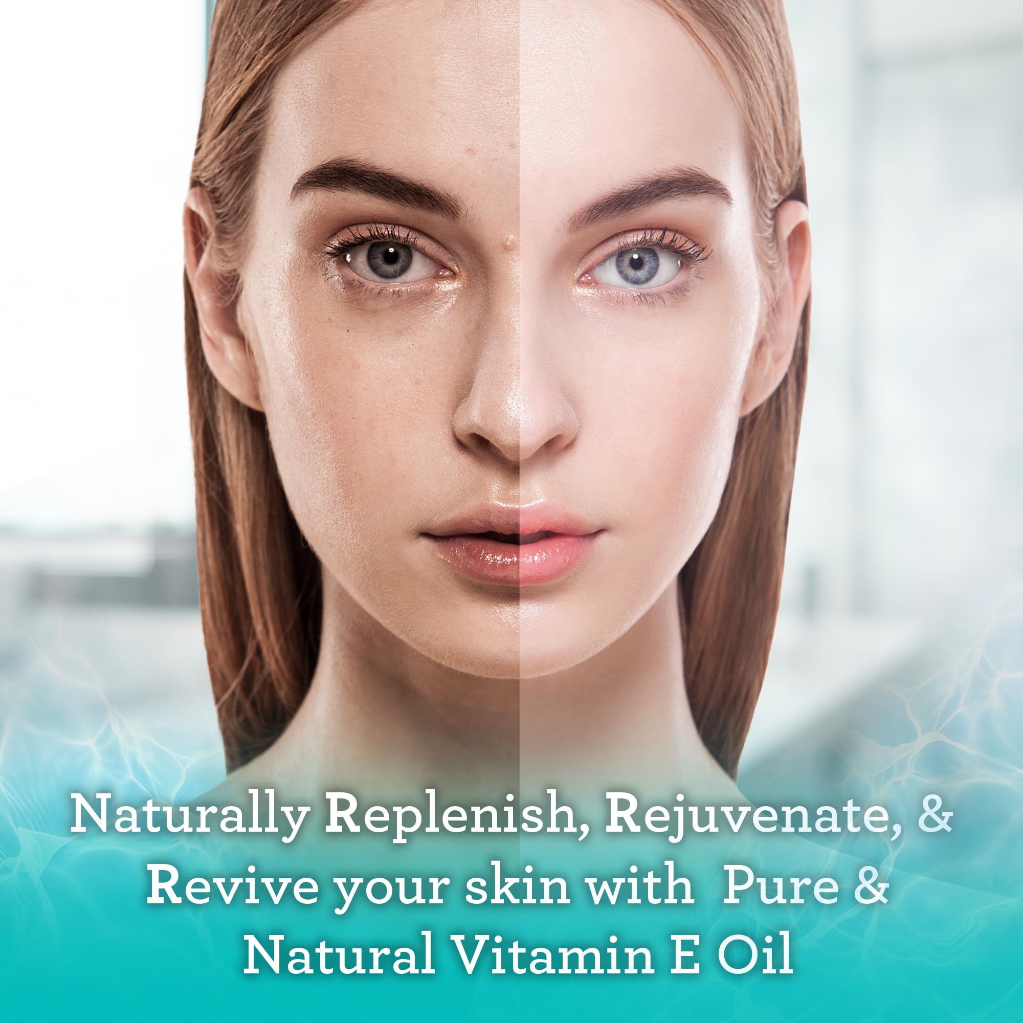 Side profile of GuruNanda Vitamin E skin oil showing clear natural d-alpha tocopherol formulation