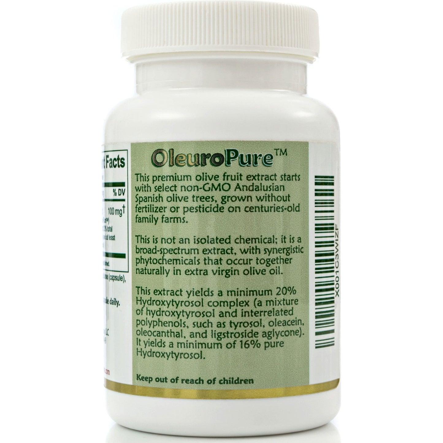 Island Nutrition antioxidant supplement bottle highlighting the 16 percent pure hydroxytyrosol standardization