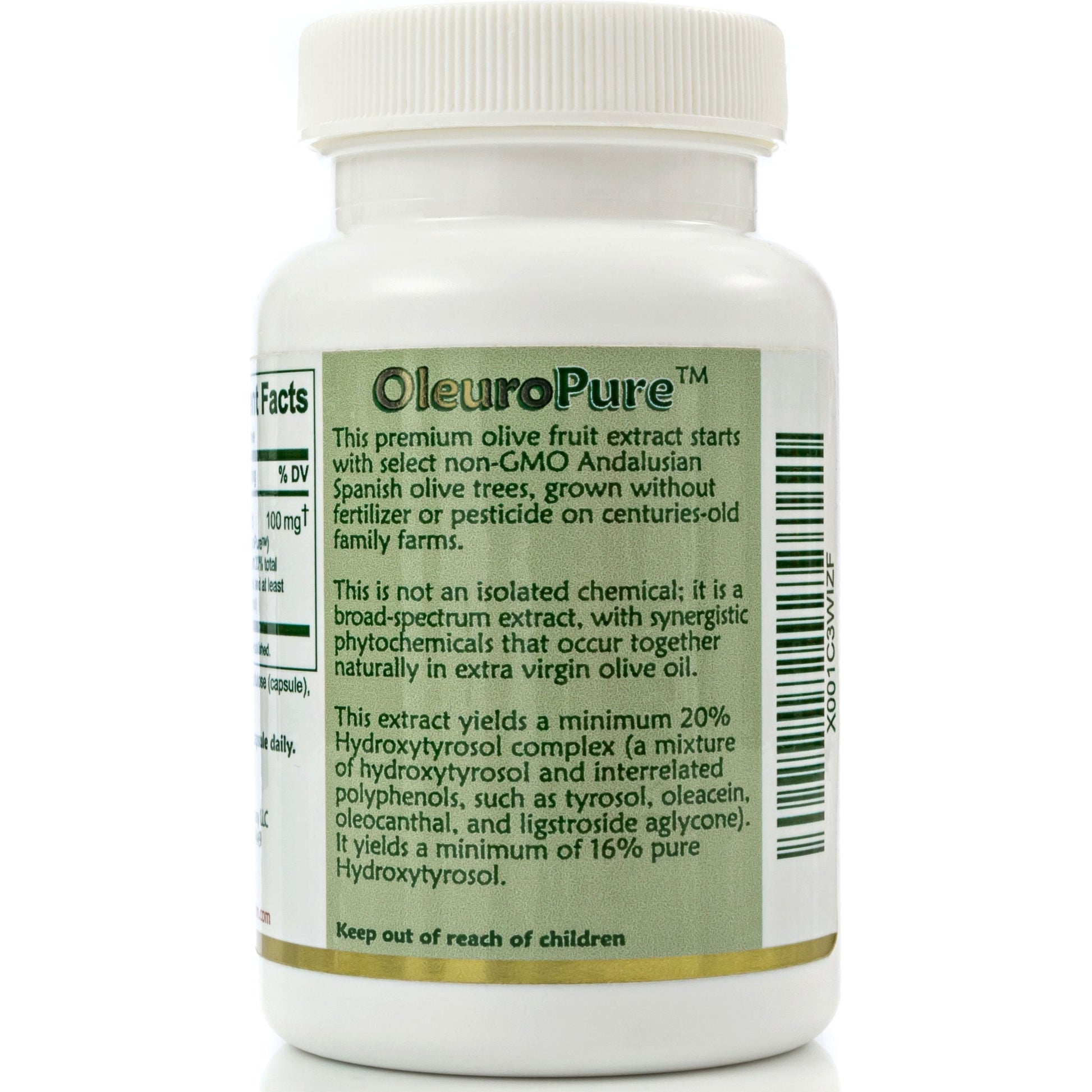 Island Nutrition antioxidant supplement bottle highlighting the 16 percent pure hydroxytyrosol standardization