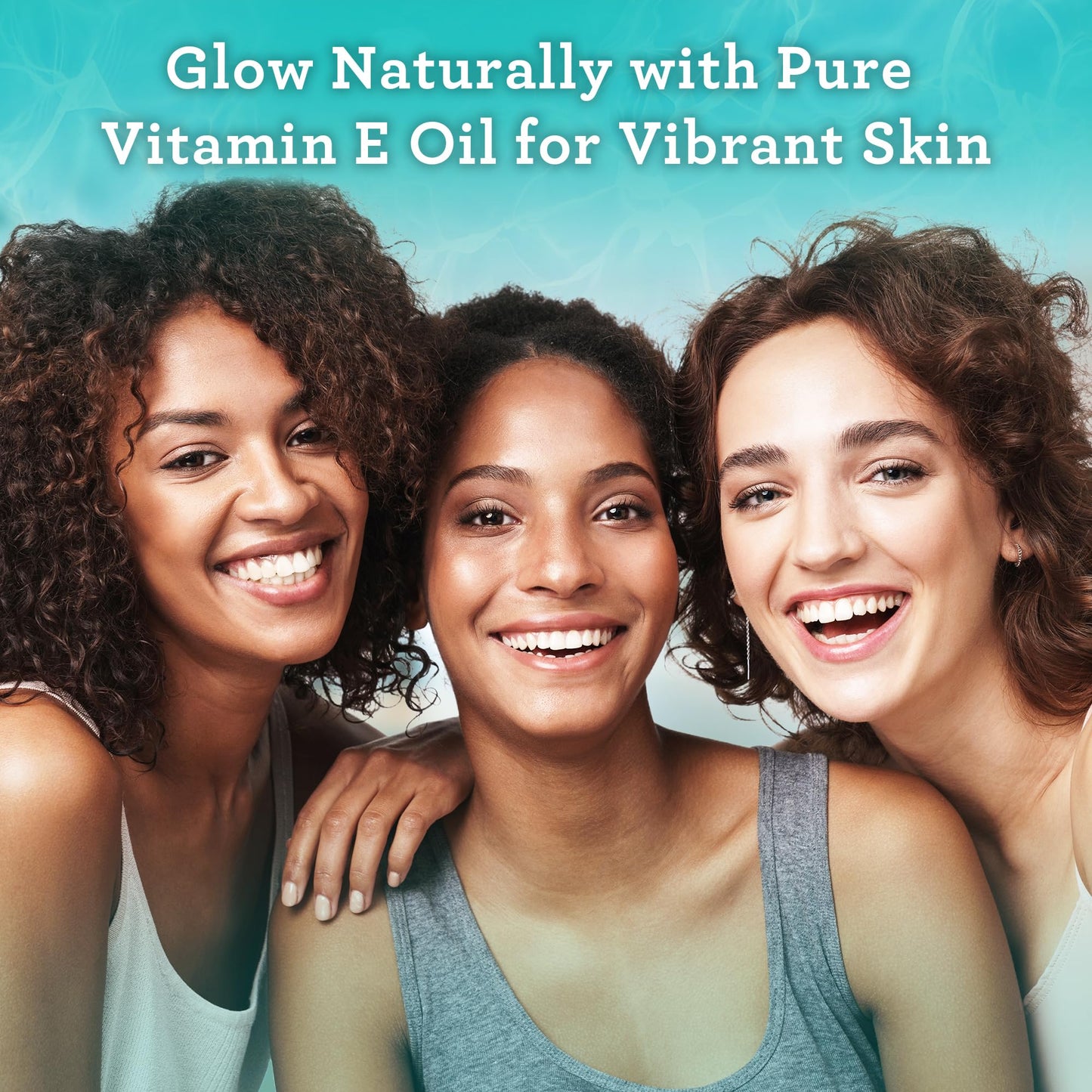 Authentic USA imported GuruNanda Vitamin E oil bottle showcasing clean ingredients and allergen free symbols