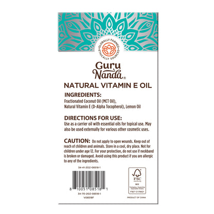 GuruNanda Vitamin E premium oil for fading scars and strengthening brittle hair and cuticles