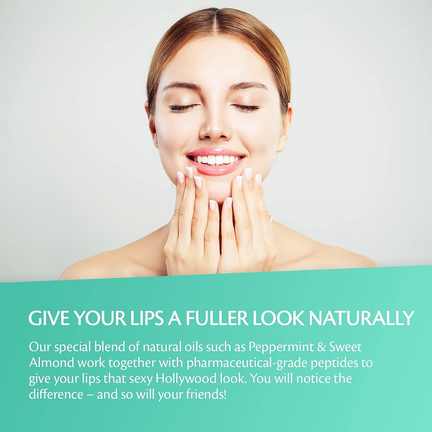Detailed view of M3 Naturals lip plumper label