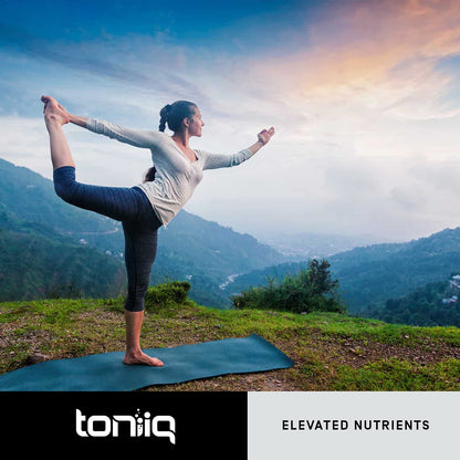 Back label of Toniiq olive leaf extract featuring daily usage instructions