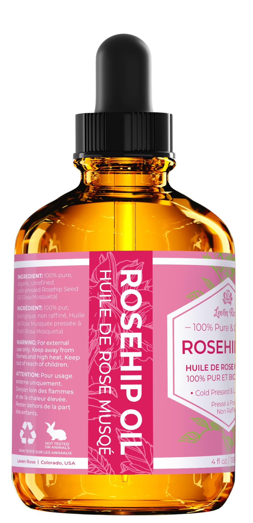 Leven Rose natural nighttime moisturizer bottle for skin hair and nails