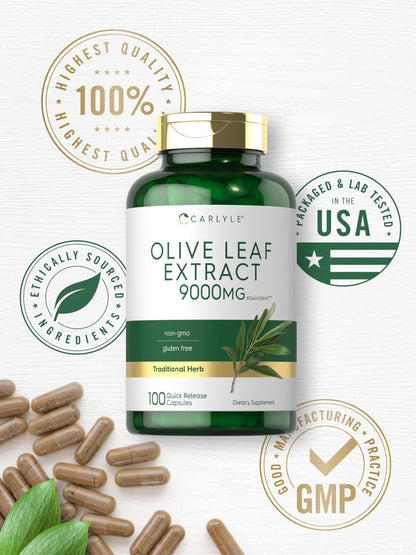 Authentic USA imported Carlyle Olive Leaf supplement bottle for natural wellness