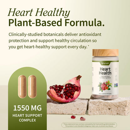 Snap Supplements cardiovascular dietary supplement 90 capsules packaging facts label