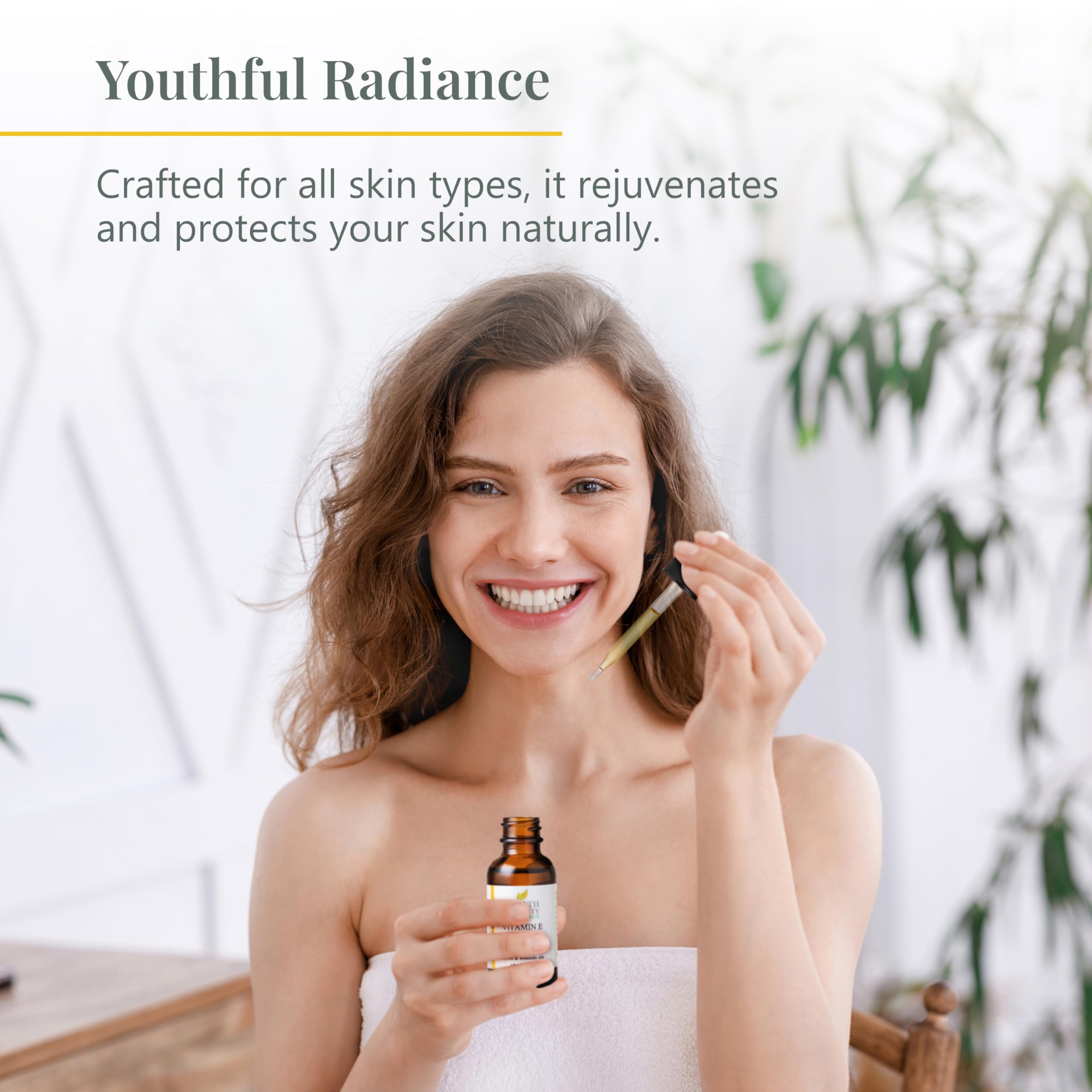 Natural d-alpha tocopherol oil with jojoba and avocado ingredients for anti aging treatment