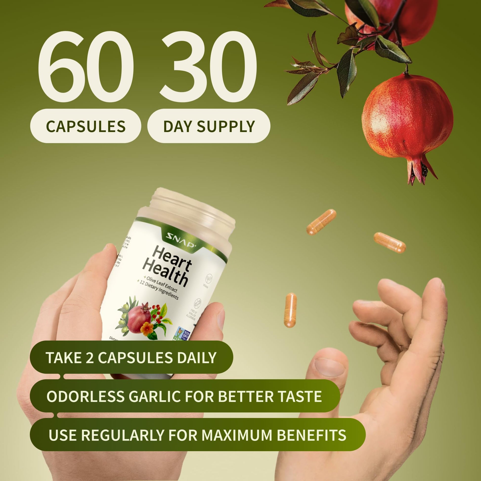 Snap Supplements USA imported heart health supplement bottle on a plain background