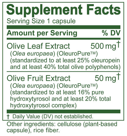 Island Nutrition Olive Leaf supplement bottle highlighting twenty five percent oleuropein text