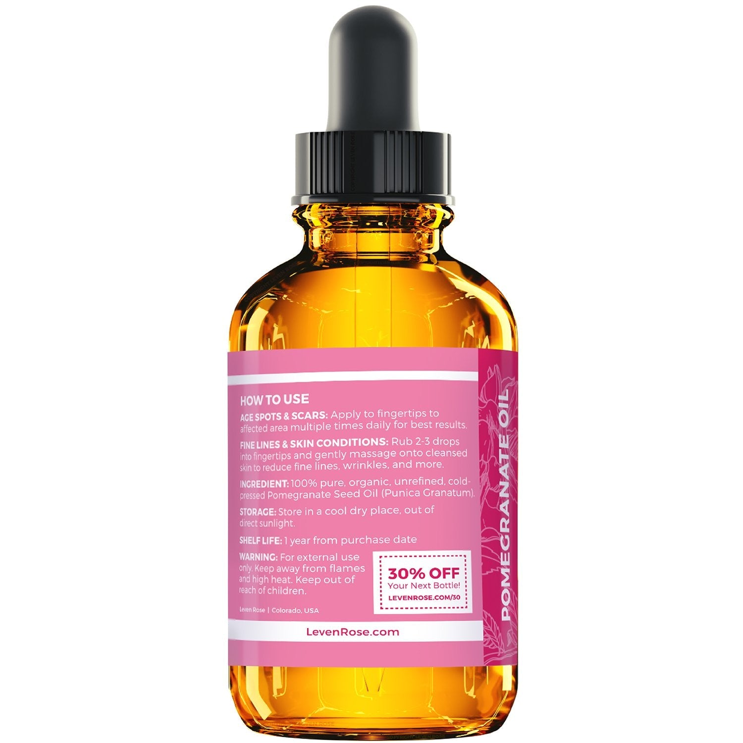 Natural pomegranate oil moisturizer for skin tightening and hair health