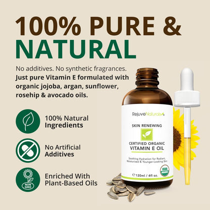 Anti aging vitamin E body oil moisturizer being applied to dry skin