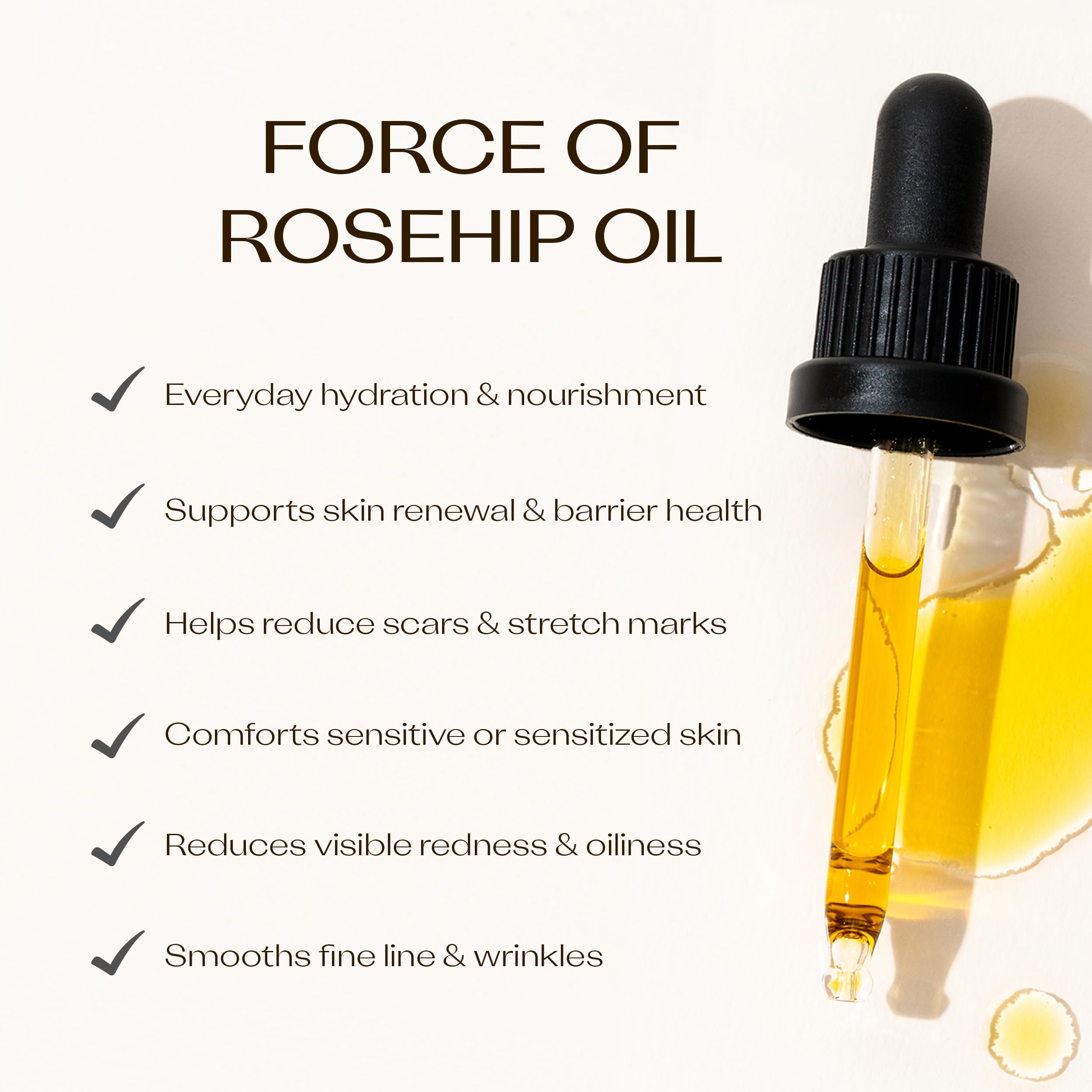 Trilogy organic rosehip seed oil dark amber glass bottle with dropper lid