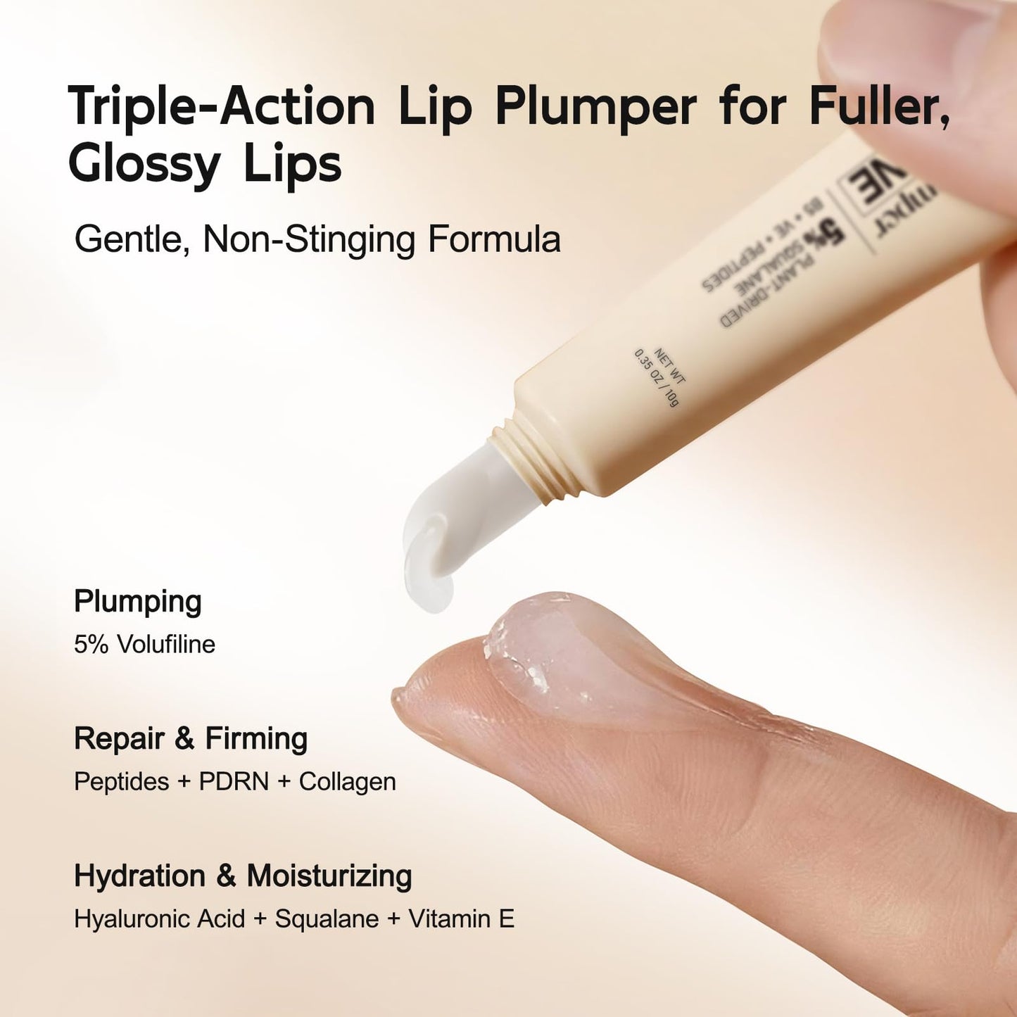 Close up of YouthVibe lip plumper formula on skin