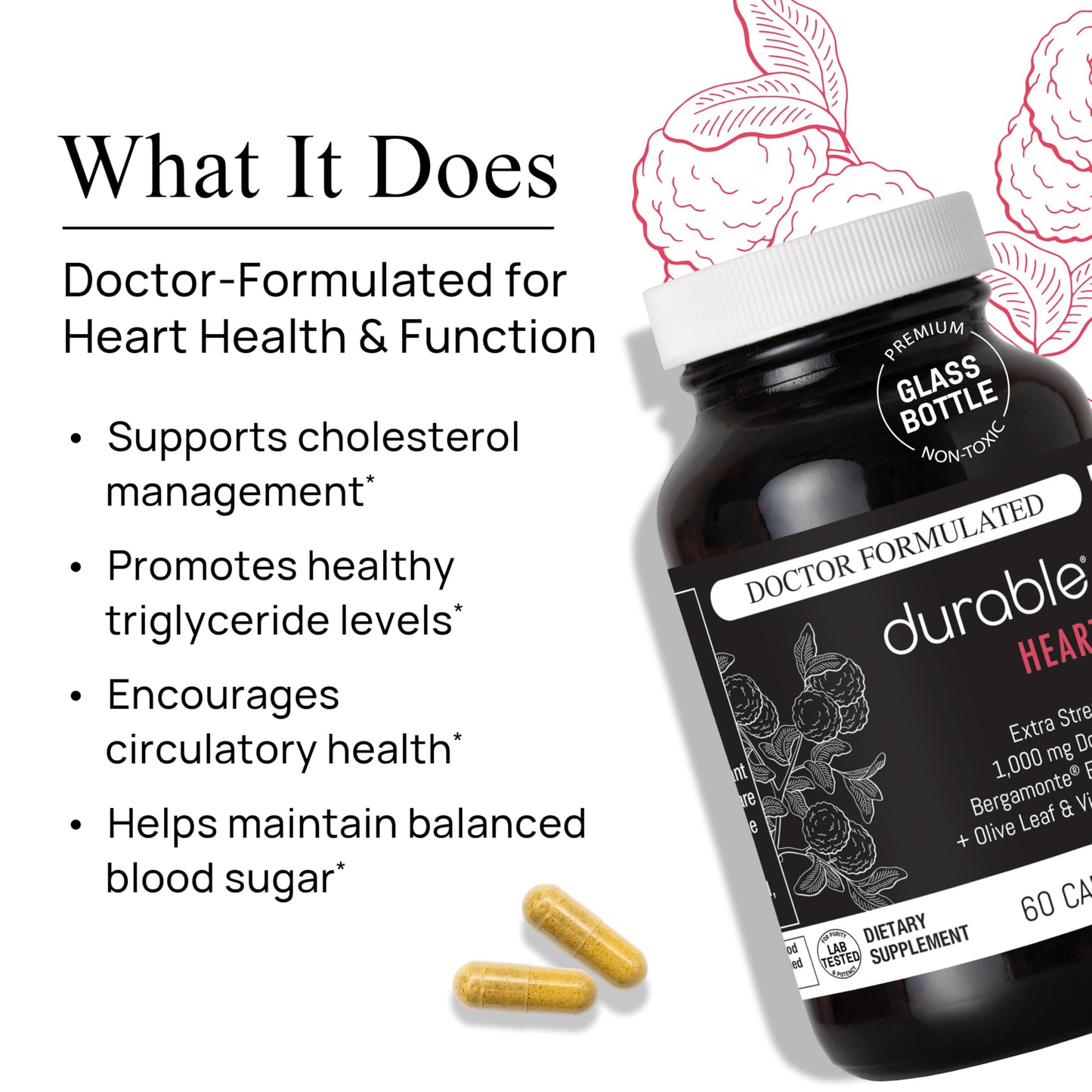 Durable Heart cardiovascular wellness vegetarian capsules detail view