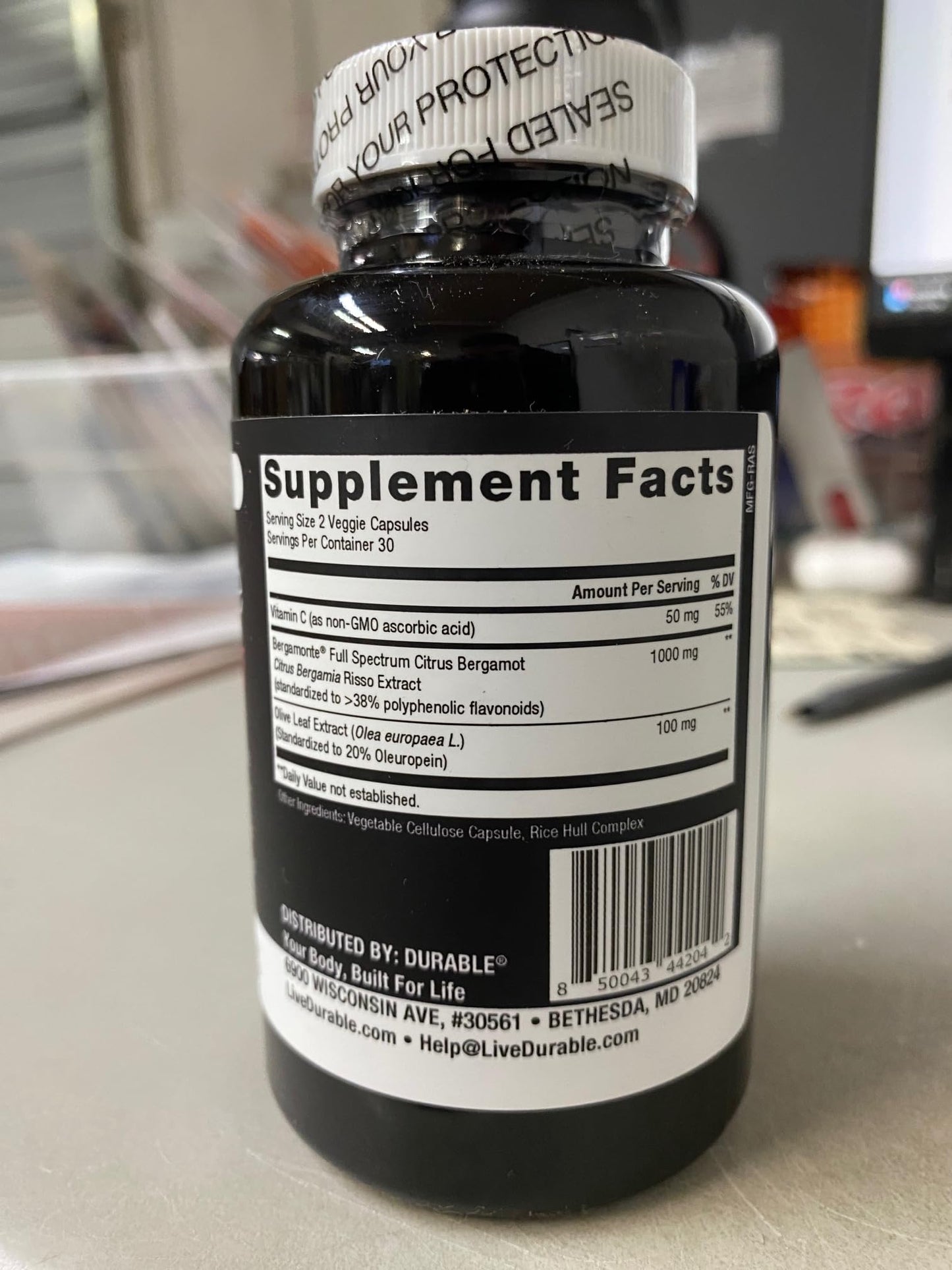 Durable Heart sixty vegetarian capsules premium bottle base text