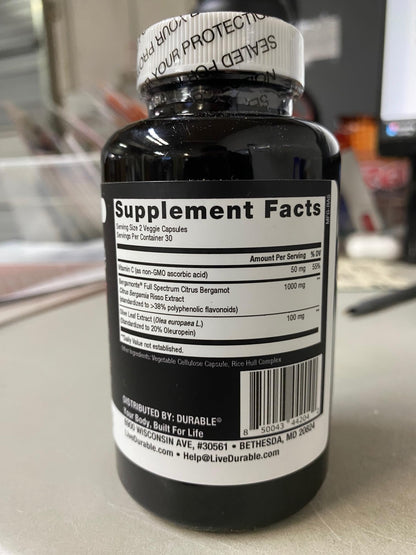 Durable Heart sixty vegetarian capsules premium bottle base text