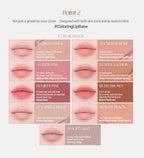 Heart Percent Dote On Mood All Cover Lip Base applied on lips for tone correction