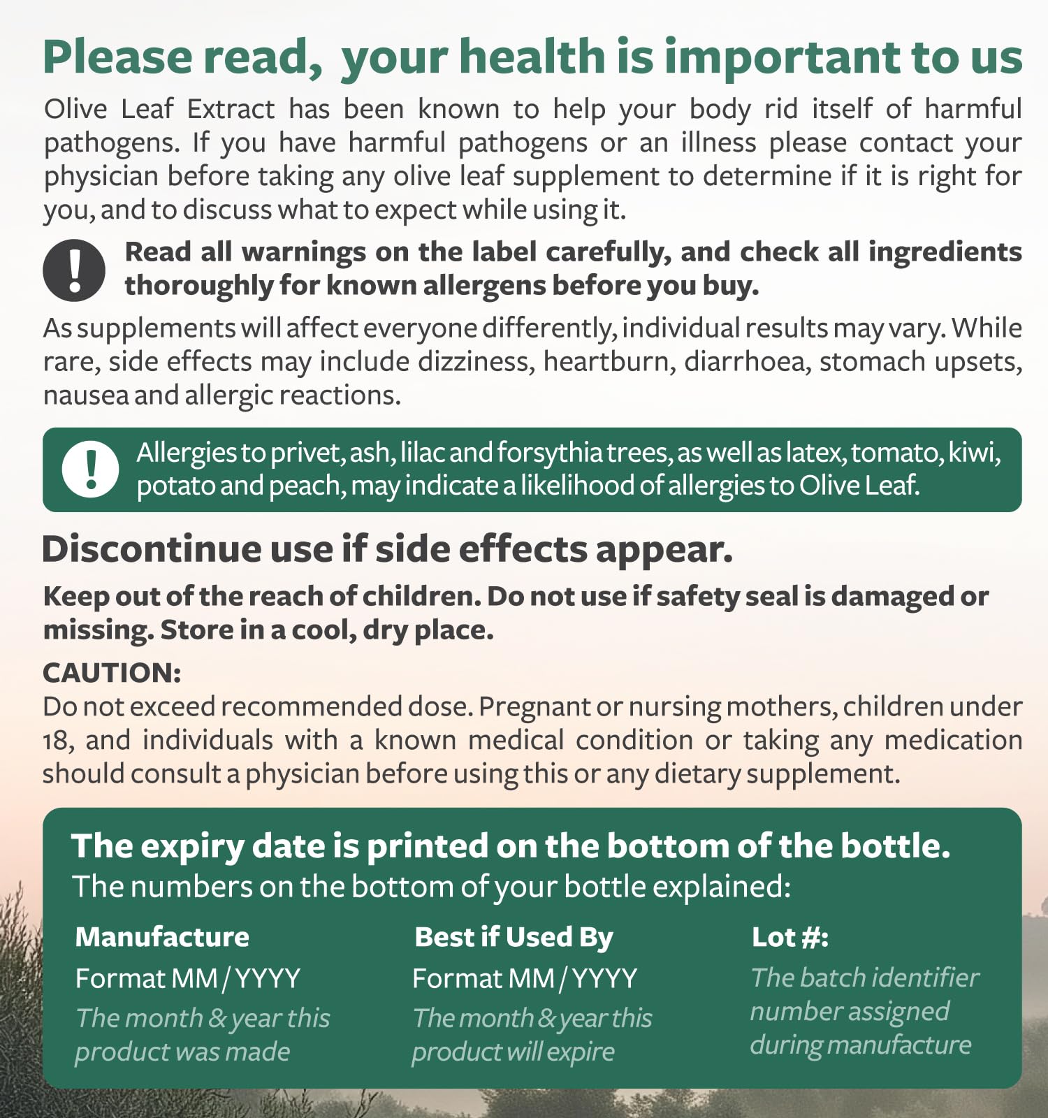 Healths Harmony Olive Leaf Extract full bottle display emphasizing the premium immune and cardiovascular support benefits.