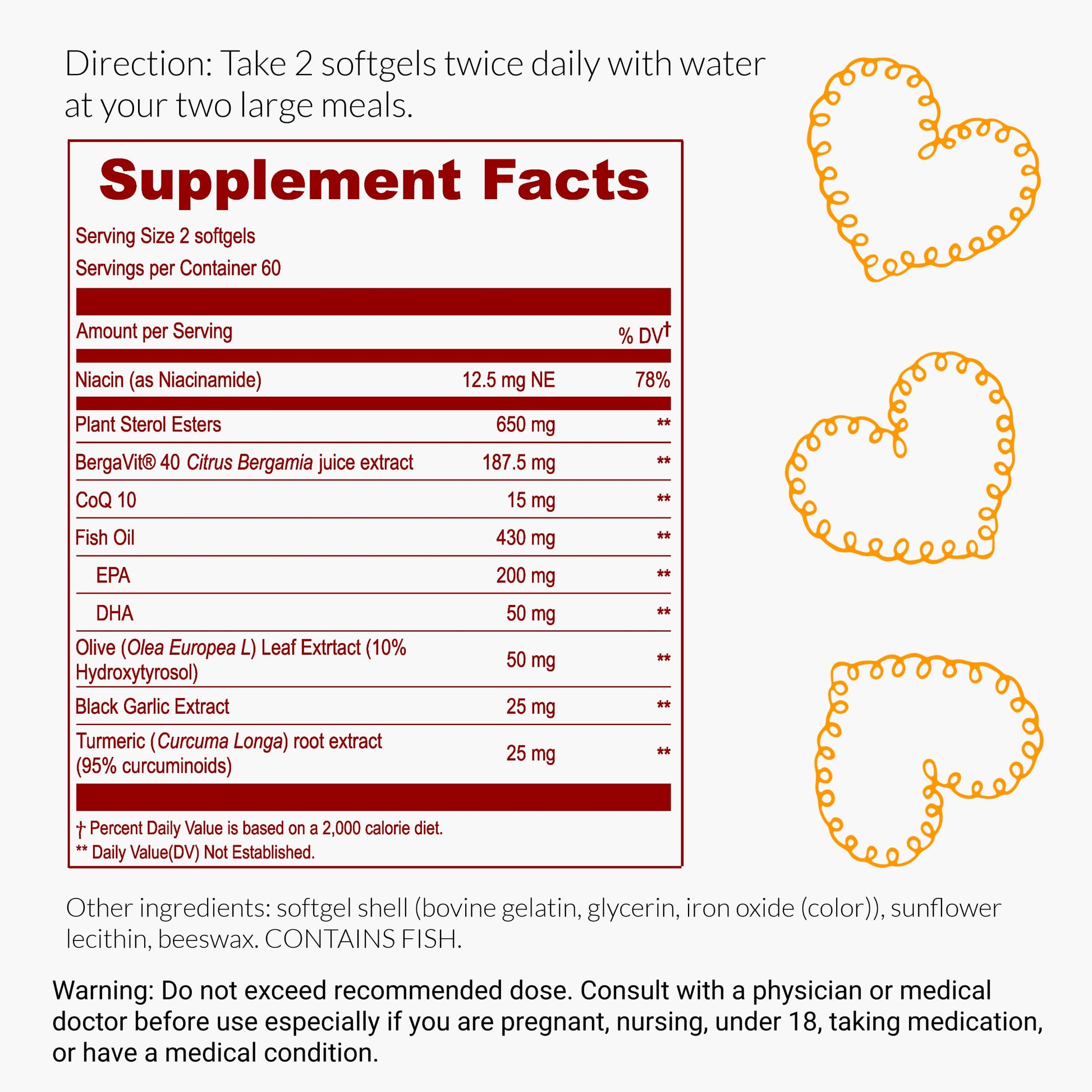 UpNourish plant sterols supplement back label displaying turmeric curcuminoids and aged garlic extracts.