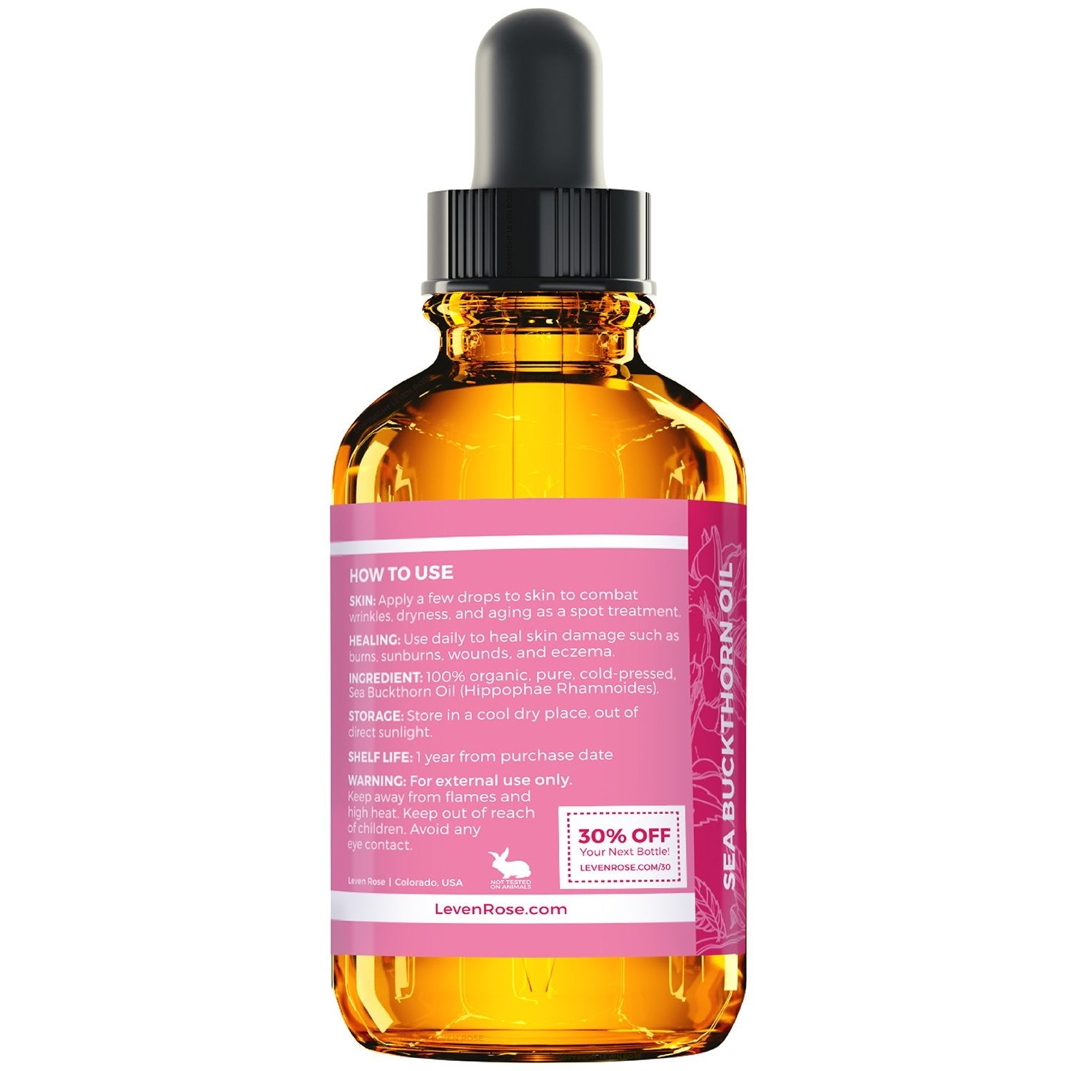 Organic sea buckthorn oil for face acne treatment and nighttime skin hydration