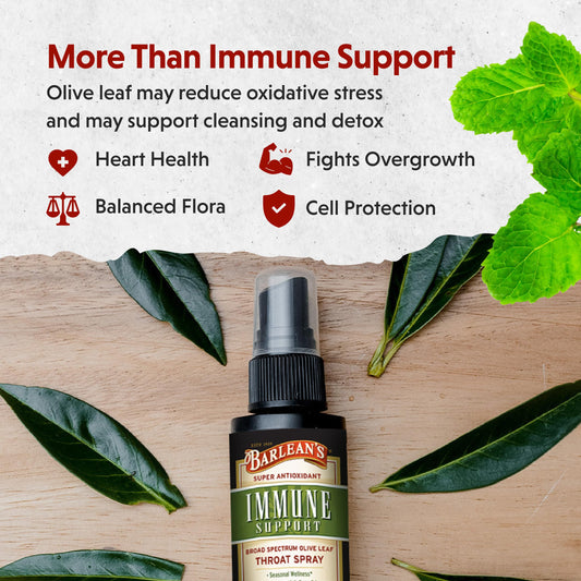 Close up of Barlean's herbal throat spray ingredients label