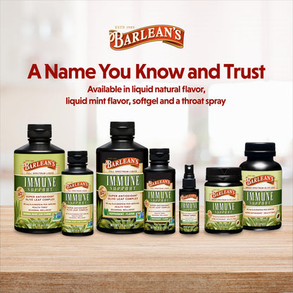 Barlean's immune support throat spray bottle with supplement facts