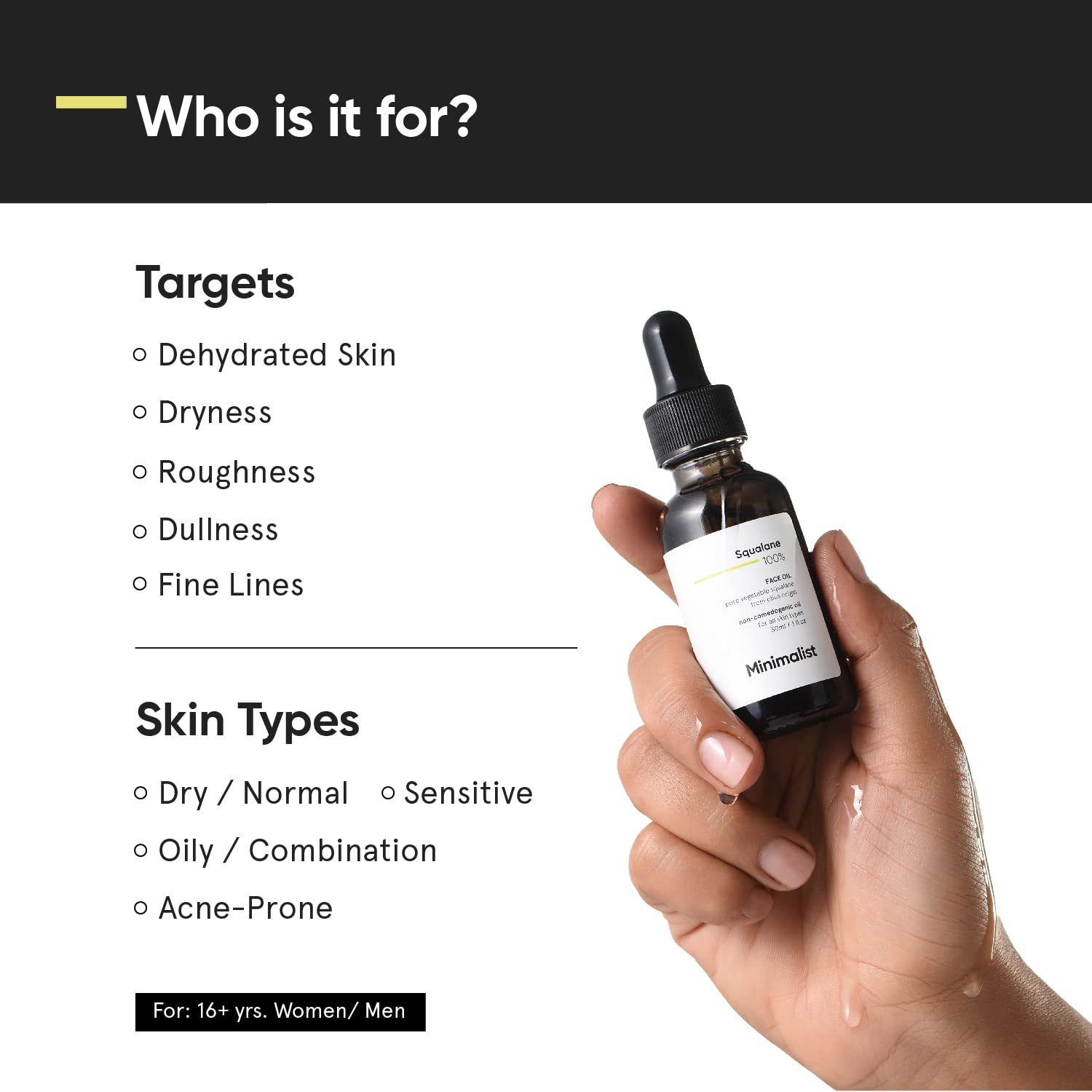 Minimalist plant derived super lightweight facial oil bottle for anti aging