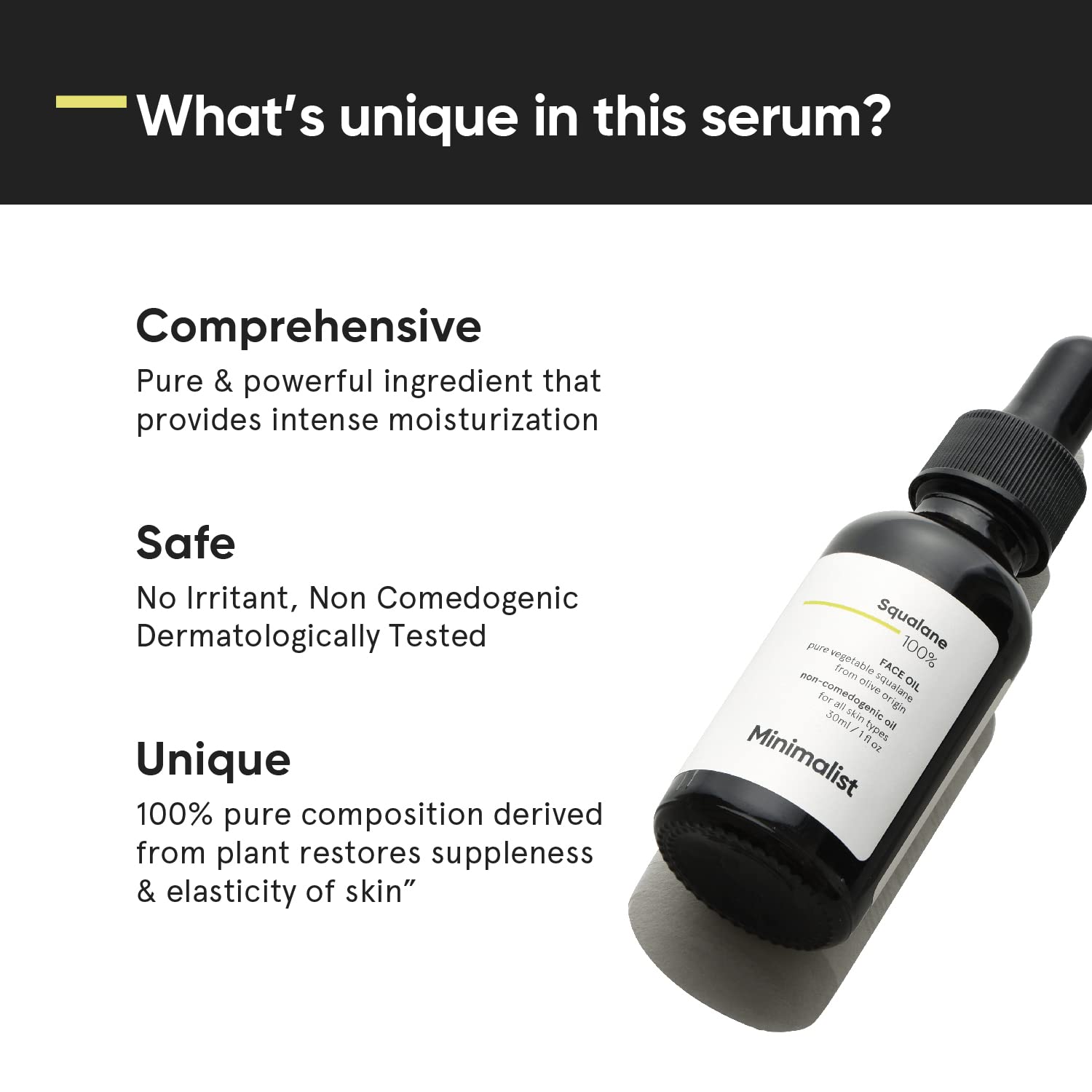 Minimalist olive sourced squalane moisturizer for improving skin elasticity