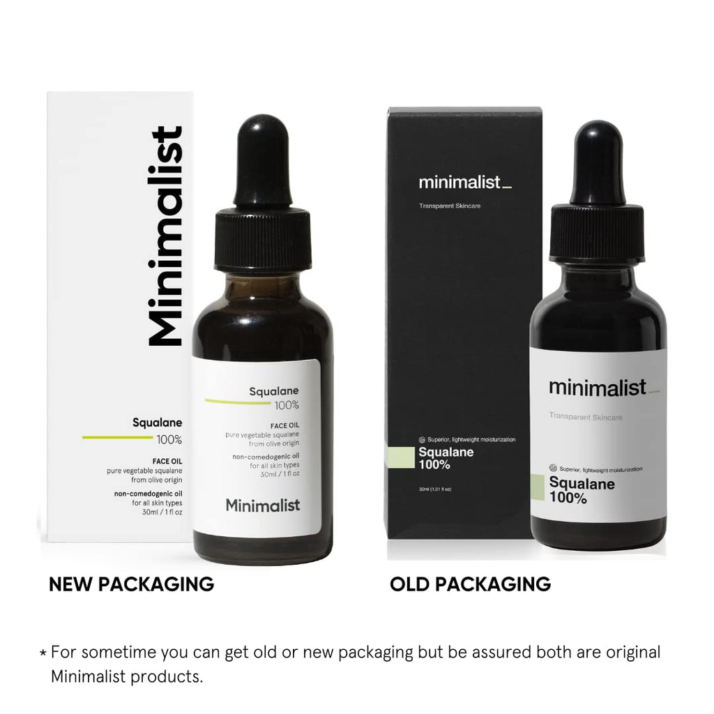 Minimalist Squalane 100 Percent face oil complete product packaging set