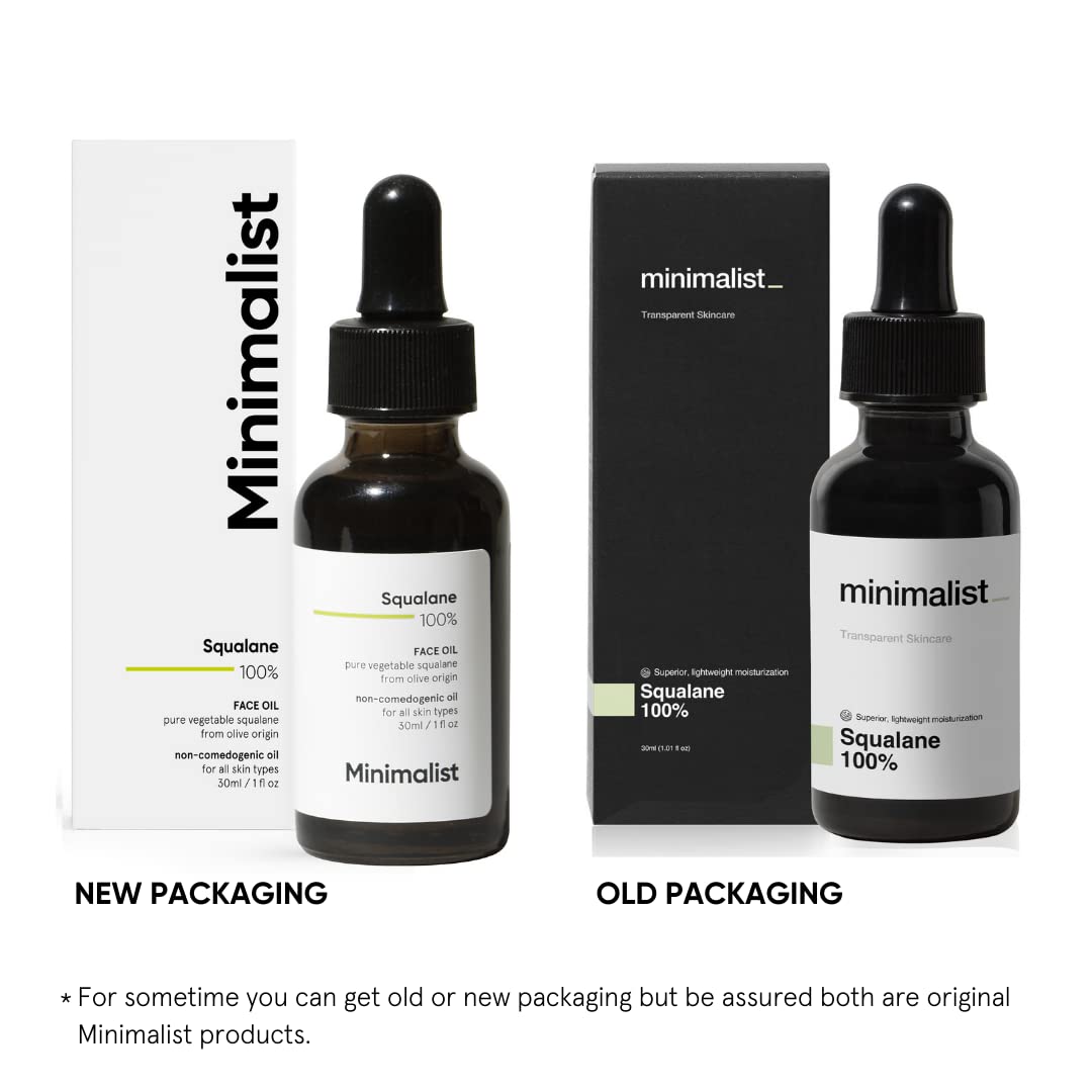 Minimalist Squalane 100 Percent face oil complete product packaging set