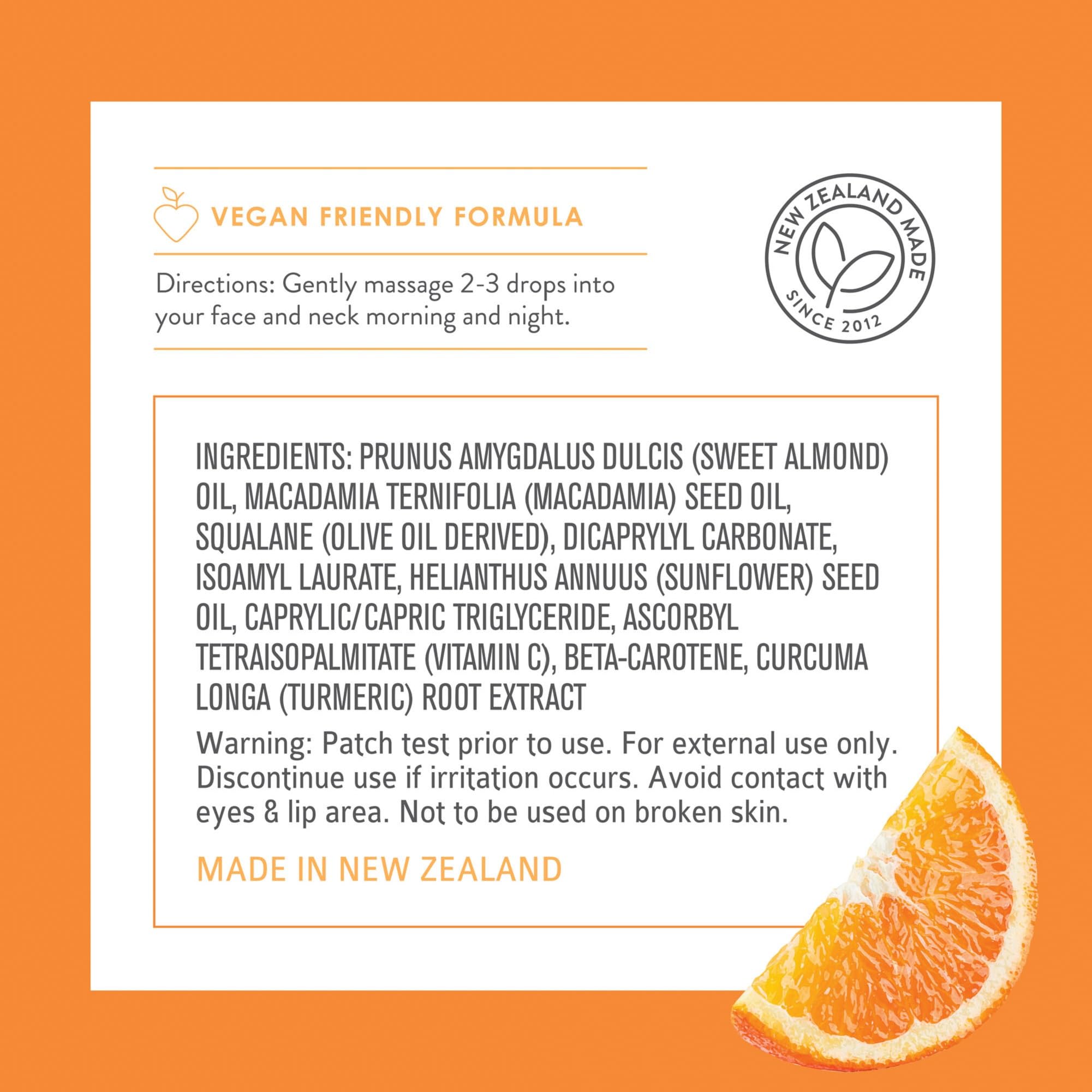 By Nature Vitamin C and Turmeric facial oil bottle showing clean ingredients
