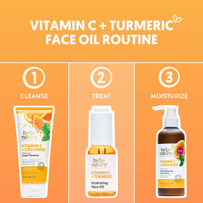 Applying natural turmeric face oil drops for radiant skin