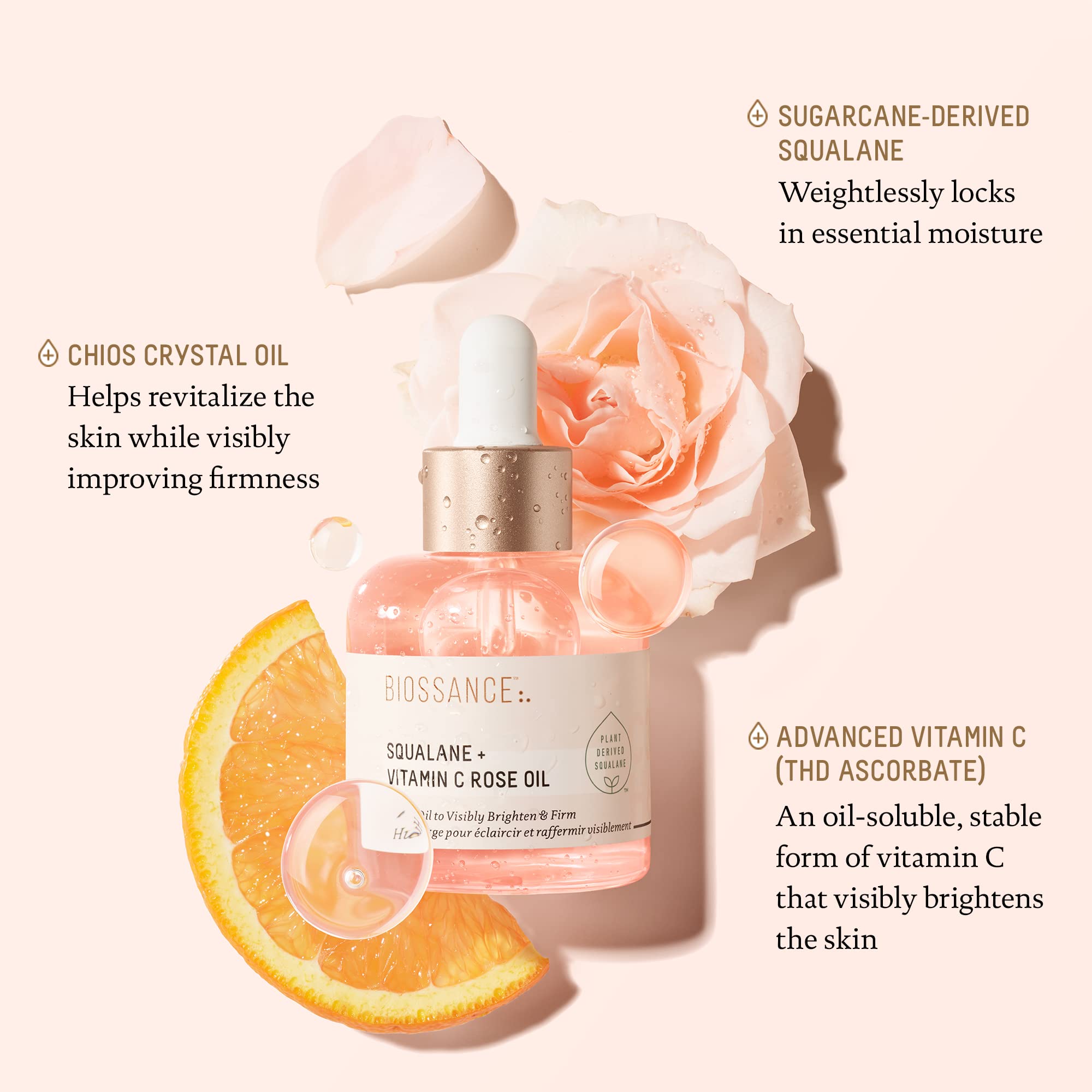 Biossance squalane serum showcasing its lightweight texture for deep facial hydration.