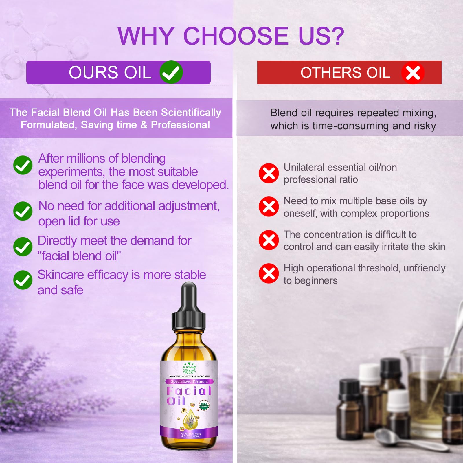 MMPANG 100 percent natural facial oil showcasing the dark protective glass bottle design