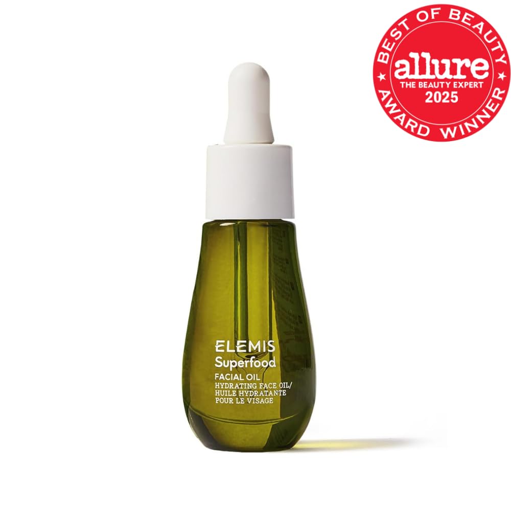 ELEMIS Superfood Nourishing Serum showing the dropper applicator and lightweight oil texture.