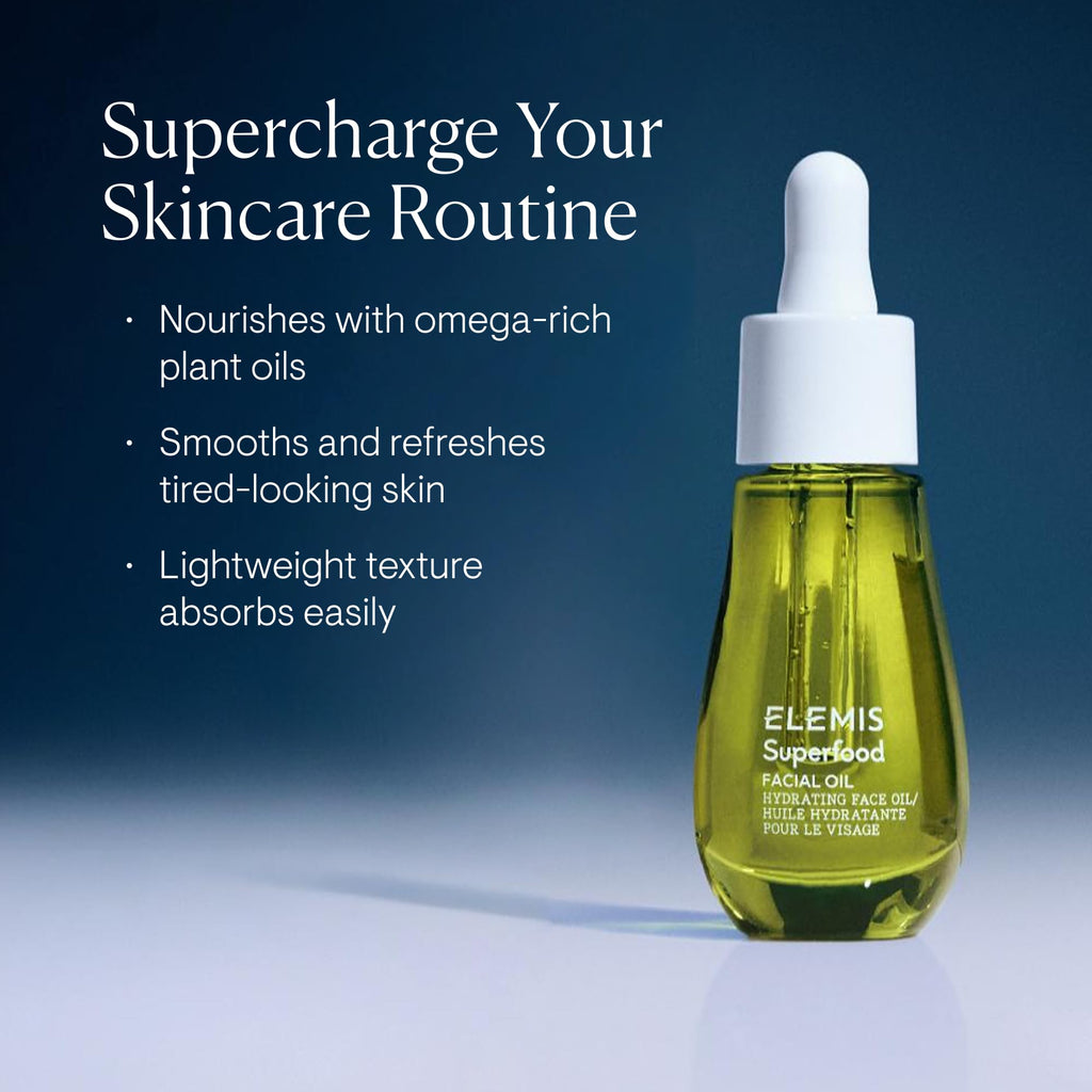 Close up of the nourishing superfood face oil dropper and liquid texture