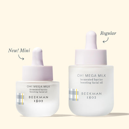 Beekman 1802 fragrance free glass skin glow facial oil bottle