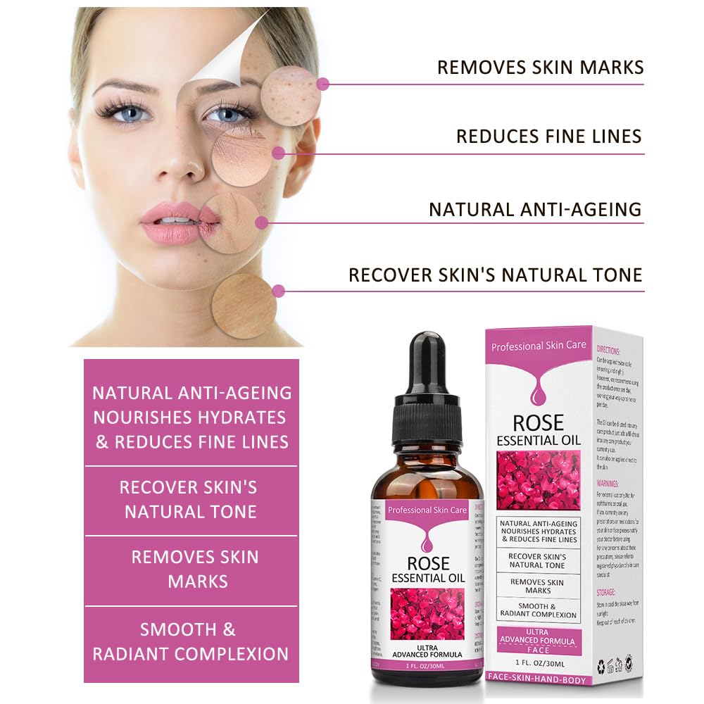 BabyFaceDiary Rose Oil bottle showcasing authentic imported beauty product design