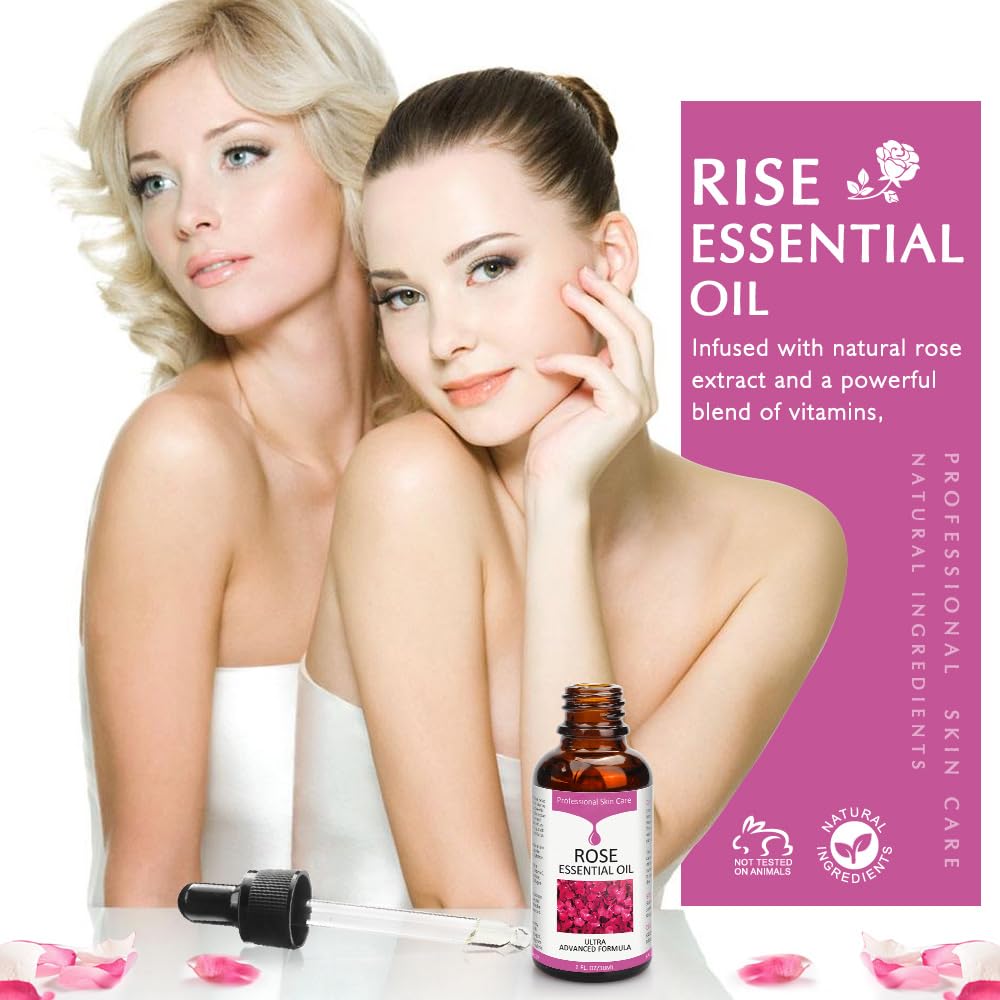 BabyFaceDiary Rose Essential Oil face moisturizer box and bottle for glowing skin routine