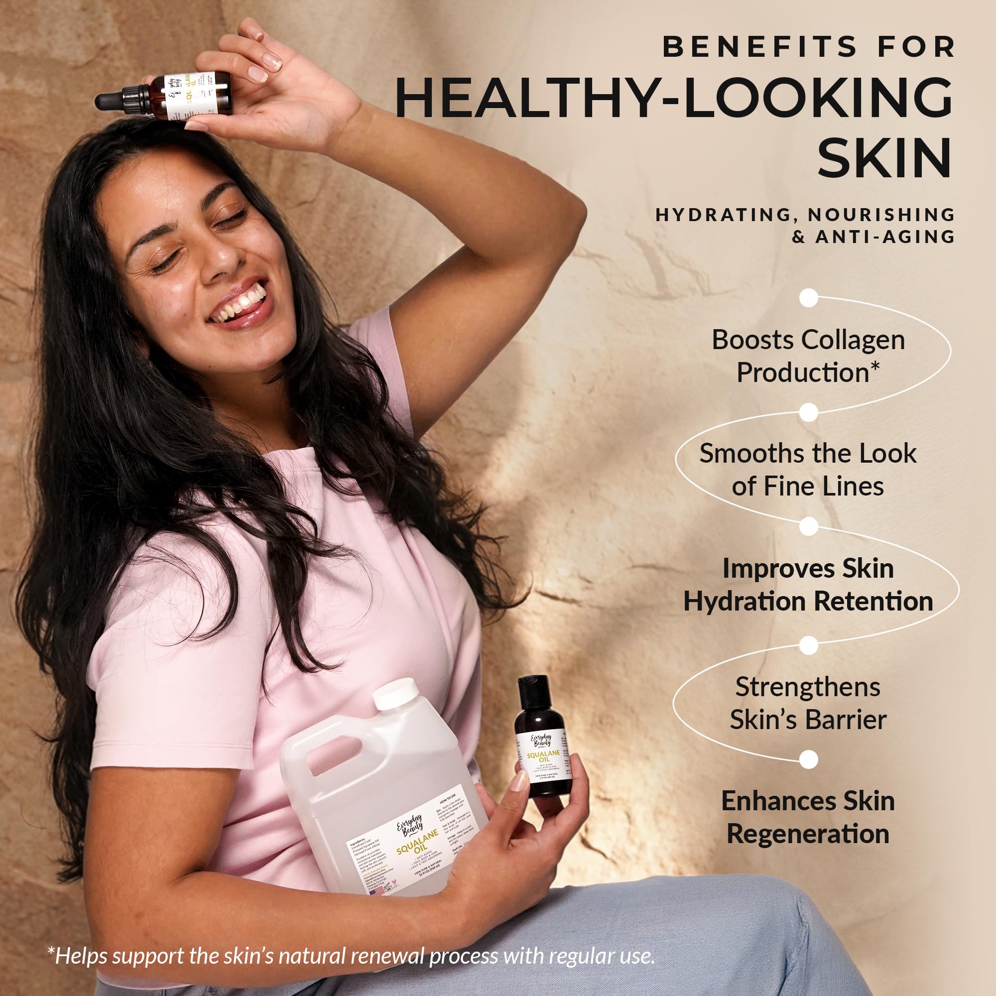Everyday Beauty multipurpose moisturizing oil texture showing clear odorless non greasy liquid