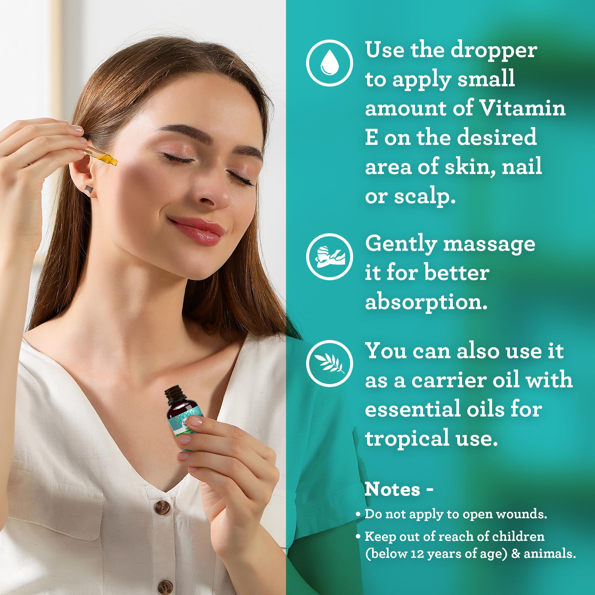 GuruNanda Vitamin E oil with D Alpha Tocopherol and MCT oil ingredient callout