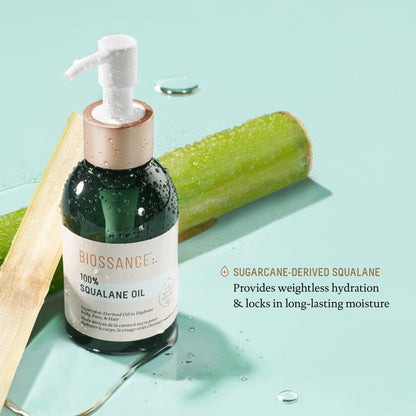 Organic sugarcane derived squalane serum showing product fluid clarity