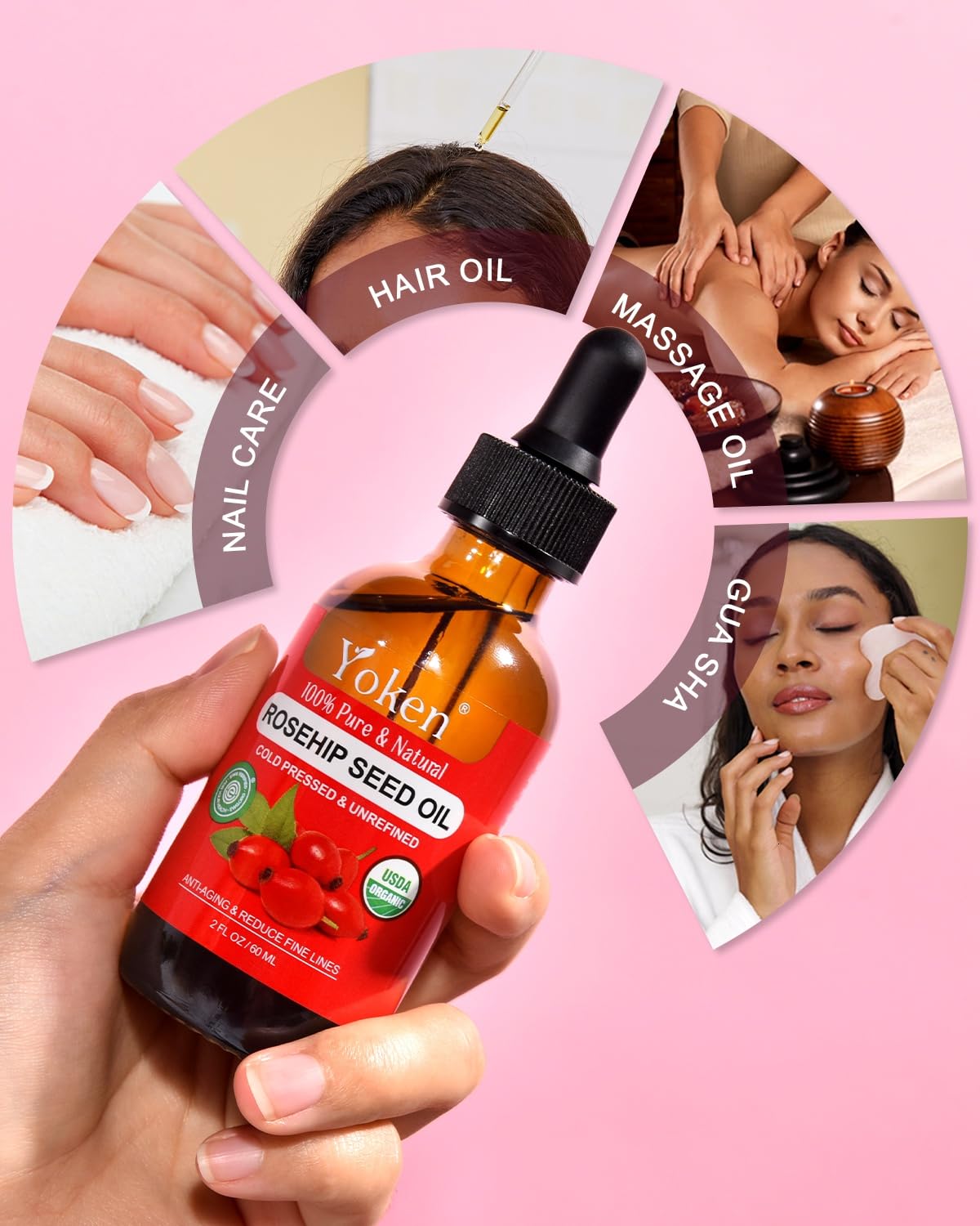 Anti aging natural rosehip facial oil targeting fine lines and acne scars