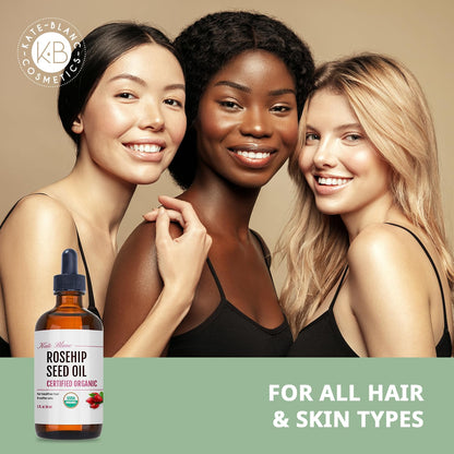 Lightweight non greasy texture of pure cold pressed rosehip seed oil
