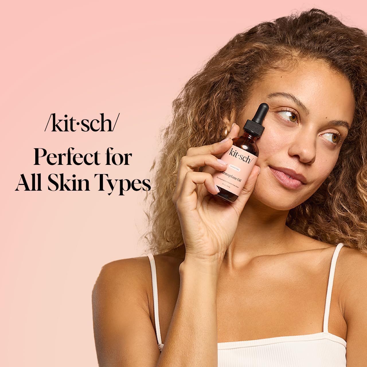 Skincare routine setup featuring Kitsch USA imported facial shave oil