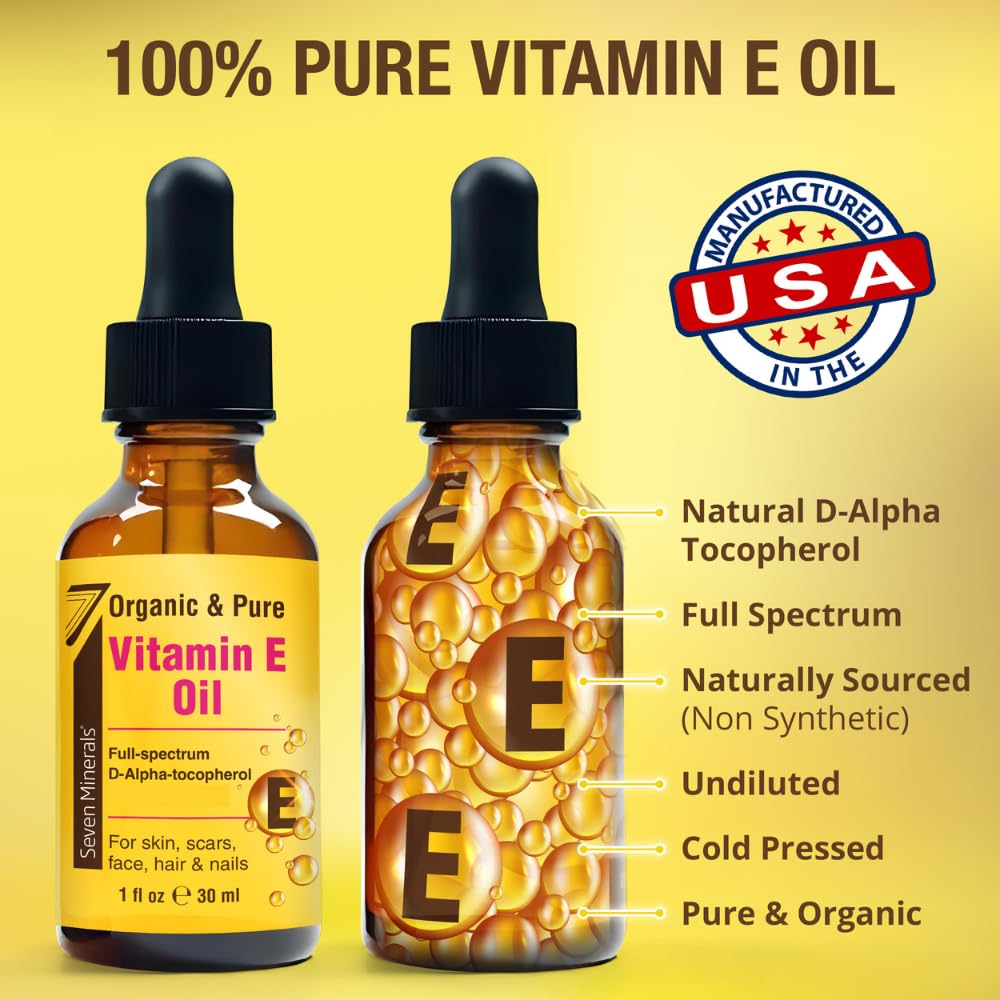 Seven Minerals organic full spectrum vitamin E oil dropper assembly