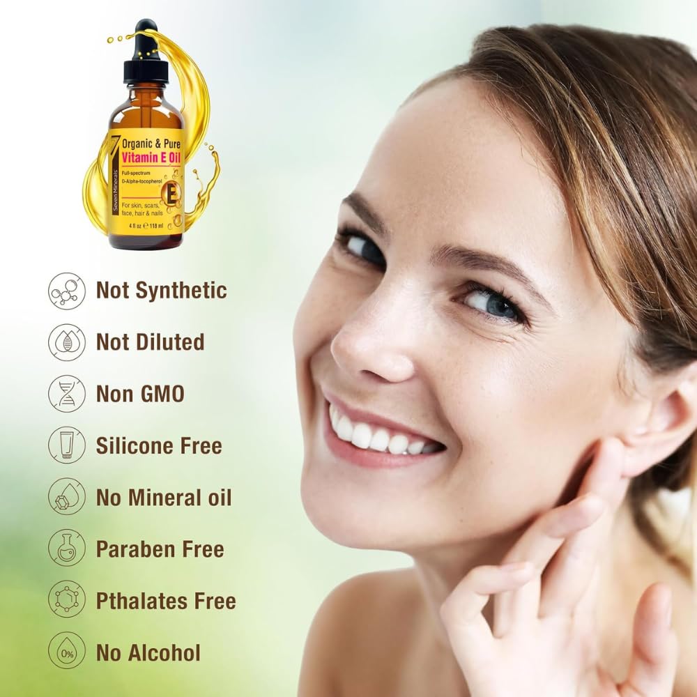 Seven Minerals 1 fluid ounce natural vitamin E oil packaging box