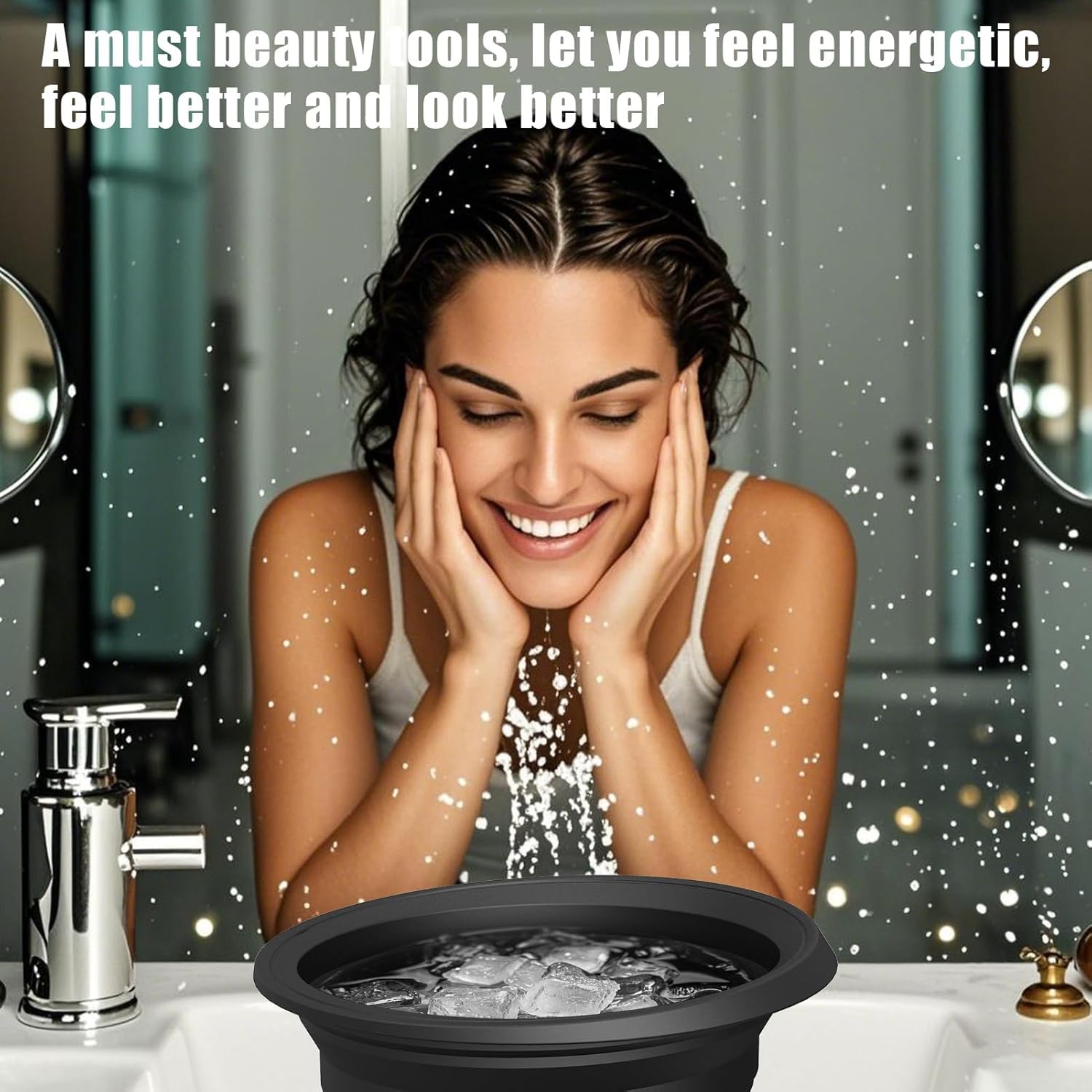 Amoner U reusable skincare bowl folded flat to demonstrate its portable travel friendly design